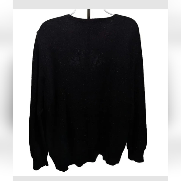 NWT Chaps Cable Knit Pullover Sweater Long Sleeve 1X Black Sparkle - Picture 8 of 10